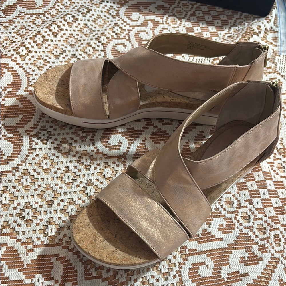 Adrienne Vittadini Rose gold Sandals with Espadrille Style